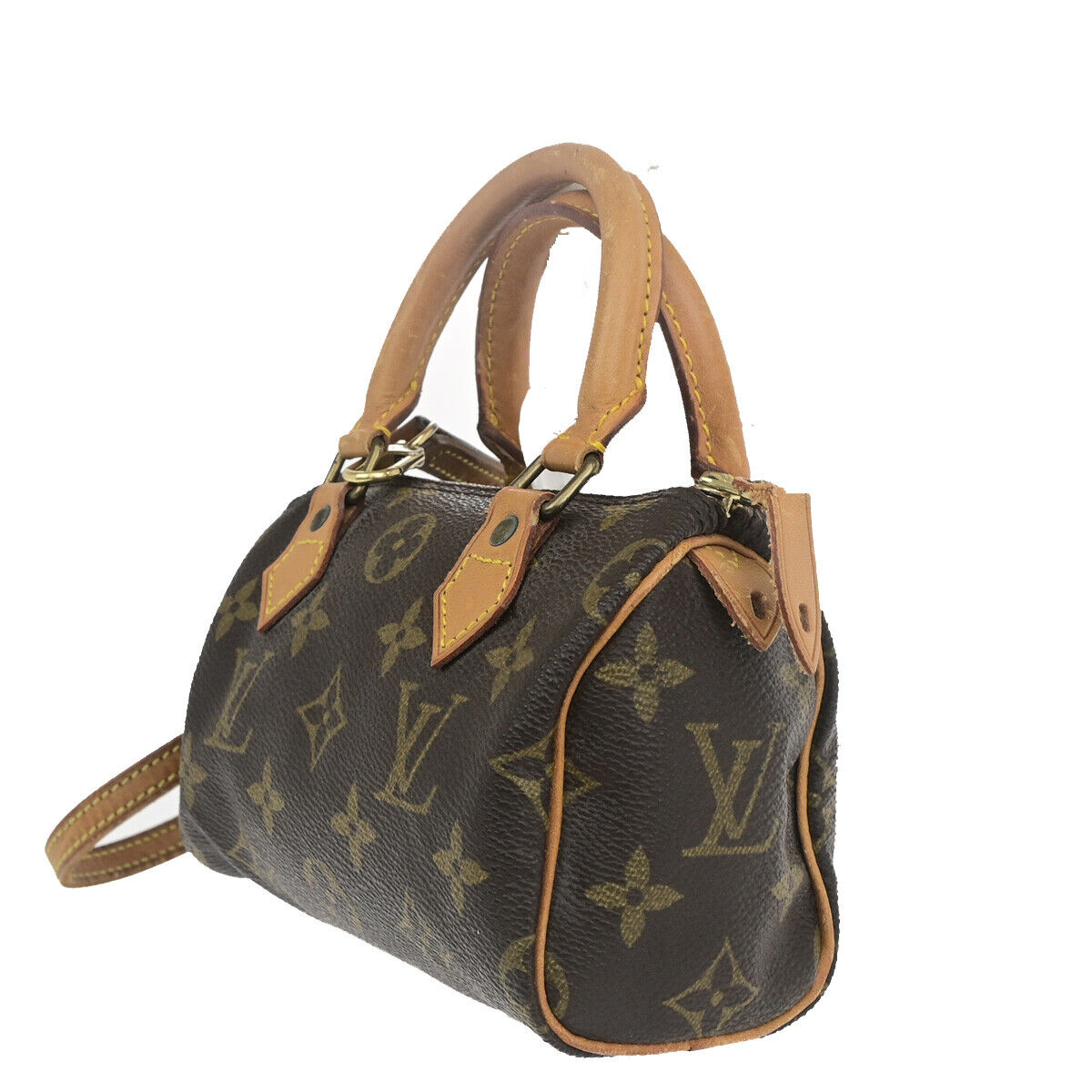 LOUIS VUITTON Mini Speedy 2Way Hand Bag Monogram Leather Brown M41534 97YF355