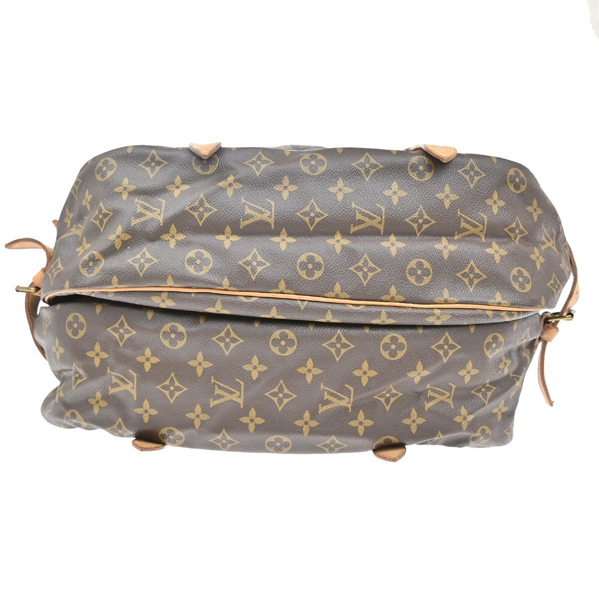 LOUIS VUITTON Logo Saumur 43 Shoulder Bag Monogram Leather Brown M42252 18CA077