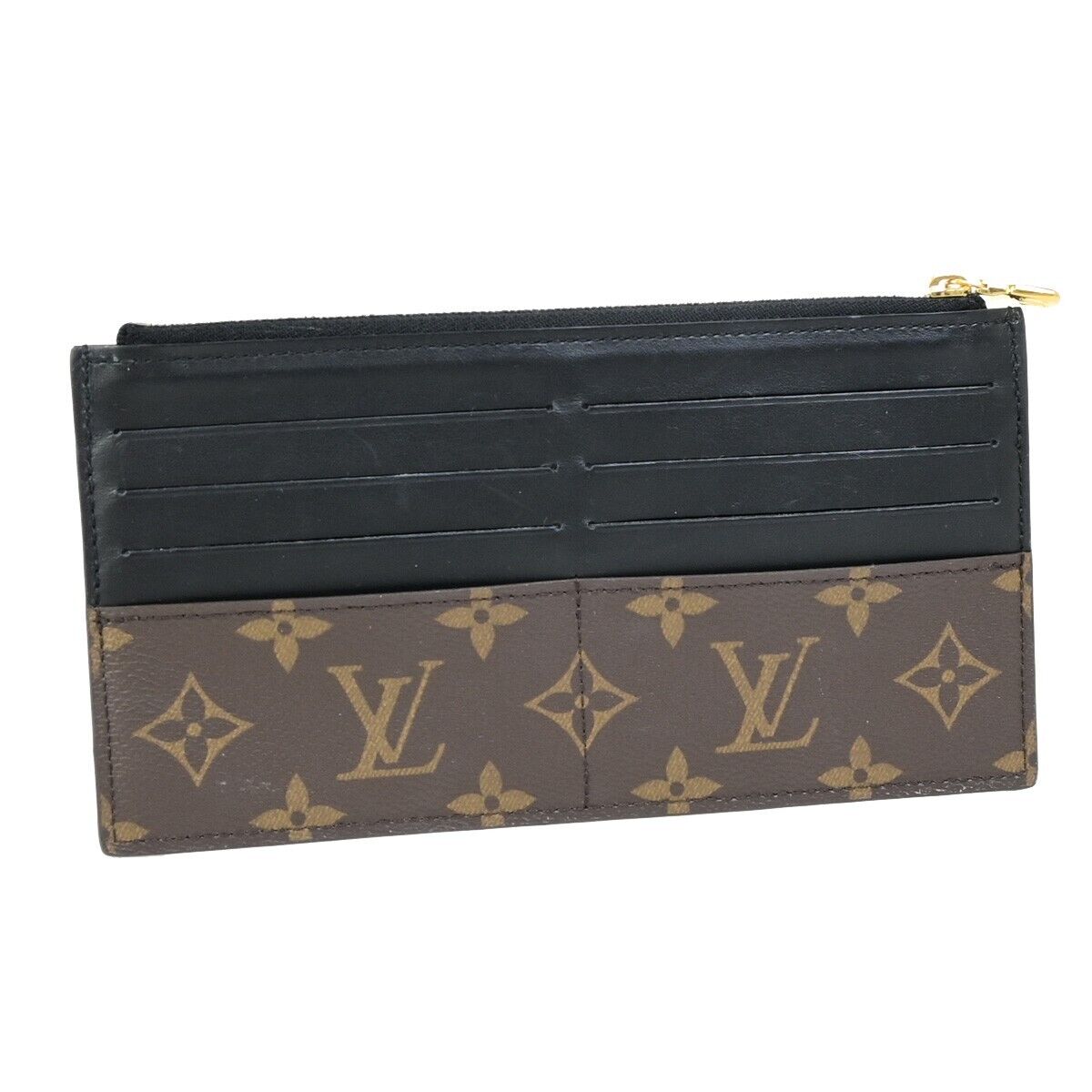 LOUIS VUITTON Slim Purs Long Wallet Monogram Macassar Brown Black M80348 32FB272