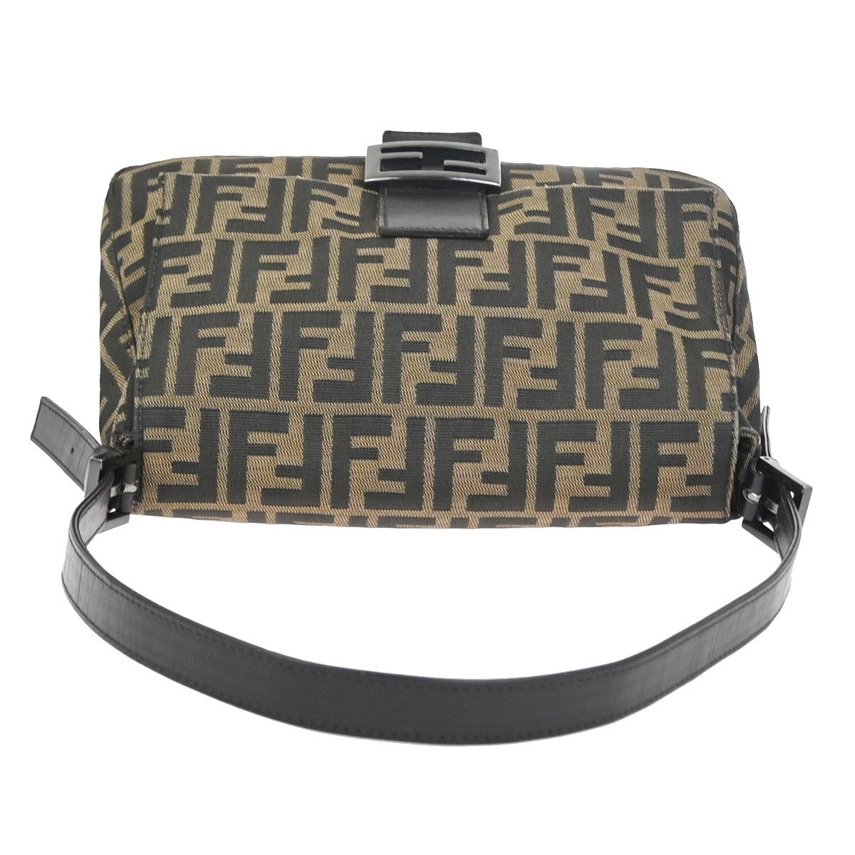 FENDI Zucca Mamma Baguette Shoulder Bag Canvas Leather Brown SHW Italy 95RL921