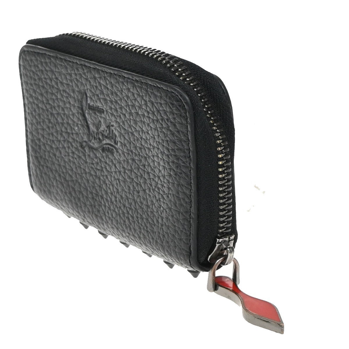 CHRISTIAN LOUBOUTIN Panettone Coin Case Compact Wallet Leather Black 69EG191