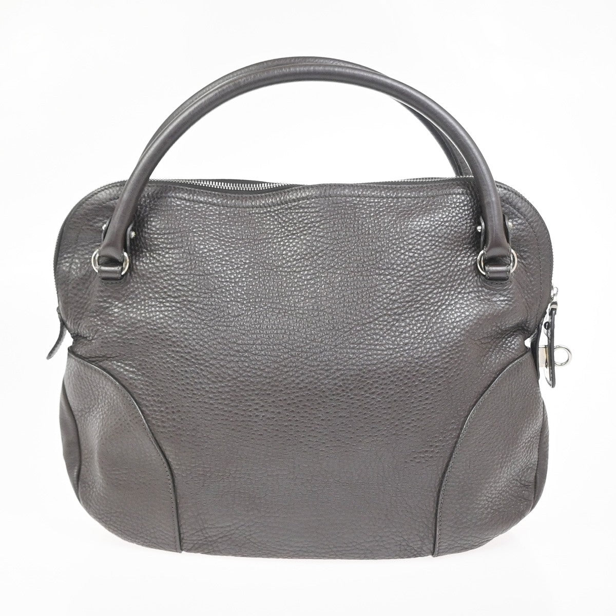 SALVATORE FERRAGAMO Gancini Hand Tote Bag Leather Brown SHW Italy 32KC800