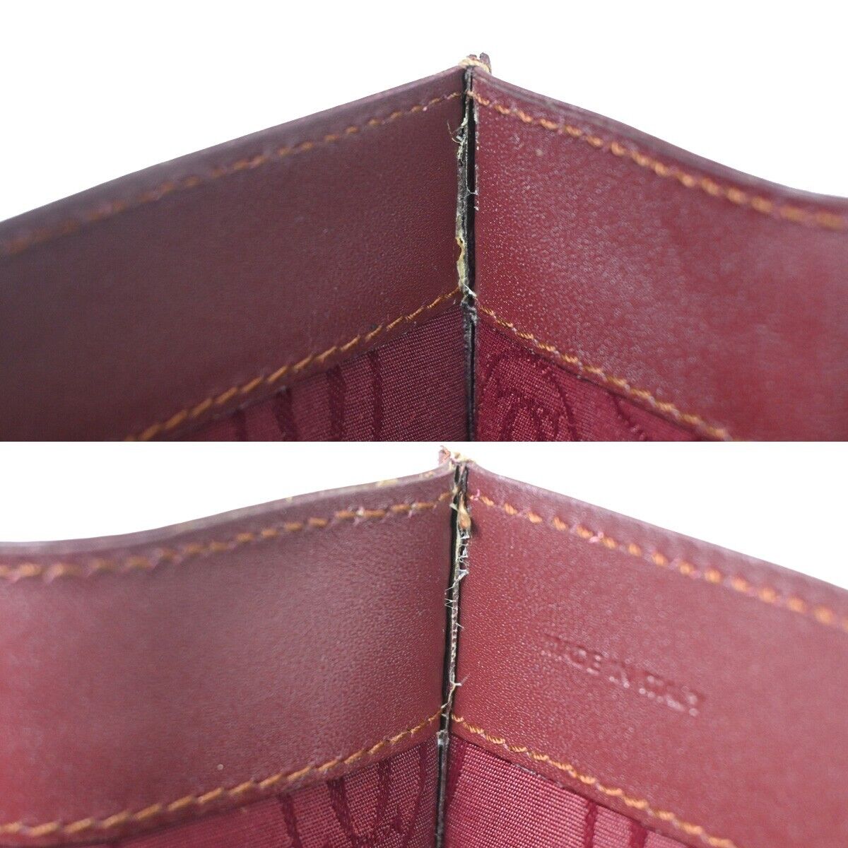 CARTIER 2C Logo Shoulder Tote Bag Leather Bordeaux Gold Made in Italy 69HB818
