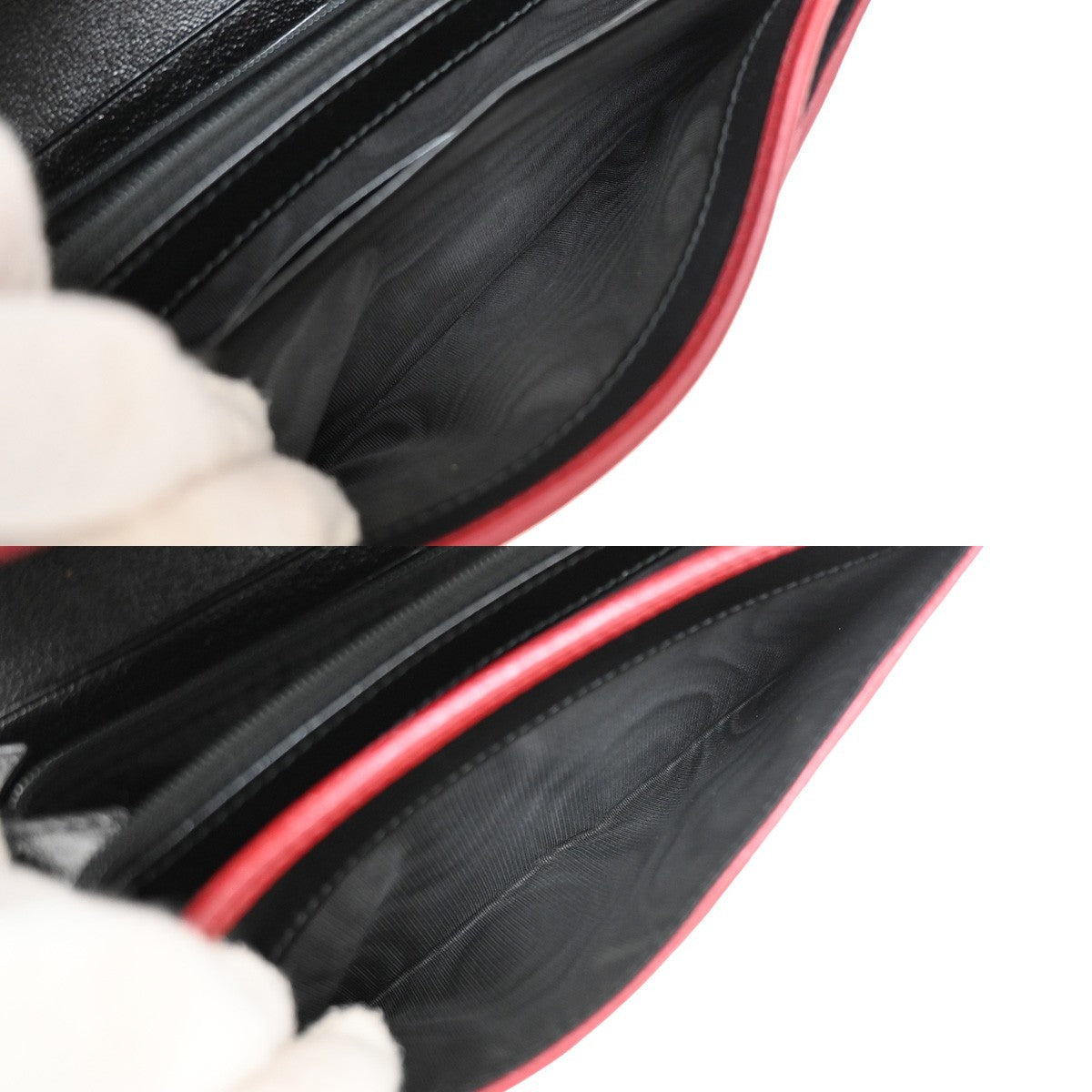 GUCCI GG Logo Marmont Continental Long Wallet Leather Black Beige Red 82RL528