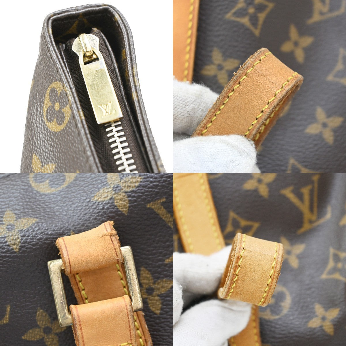 LOUIS VUITTON Cabas Mezzo Shoulder Bag Monogram Leather Brown M51151 82KB425