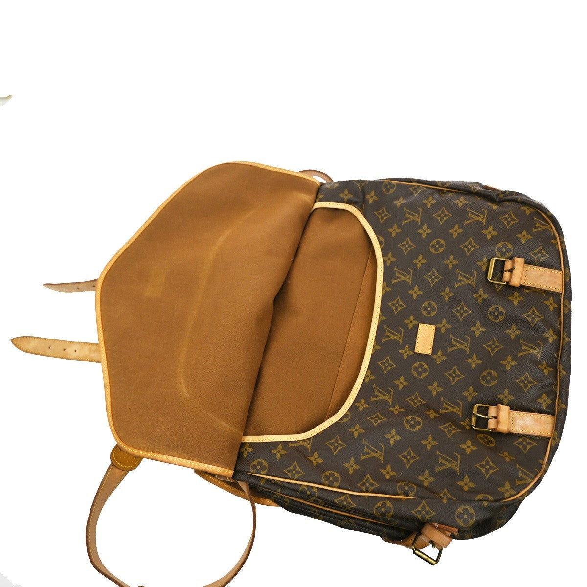 LOUIS VUITTON Logo Saumur 43 Shoulder Bag Monogram Leather Brown M42252 18CA077