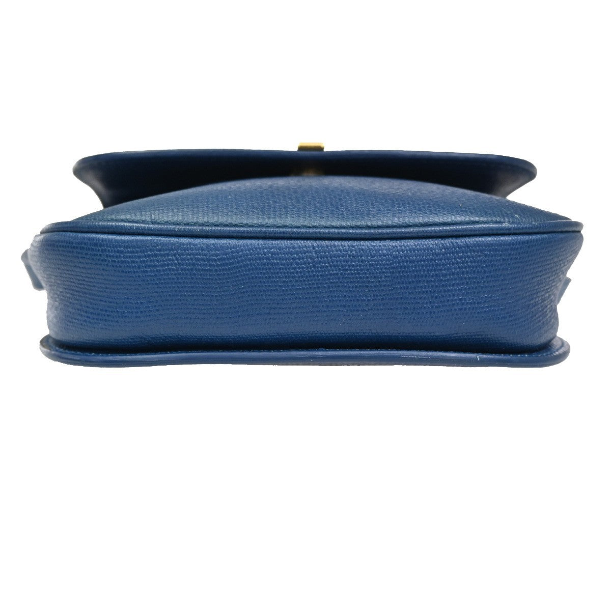 YVES SAINT LAURENT YSL Textured Shoulder Bag Calfskin Leather Navy Blue 69CA594