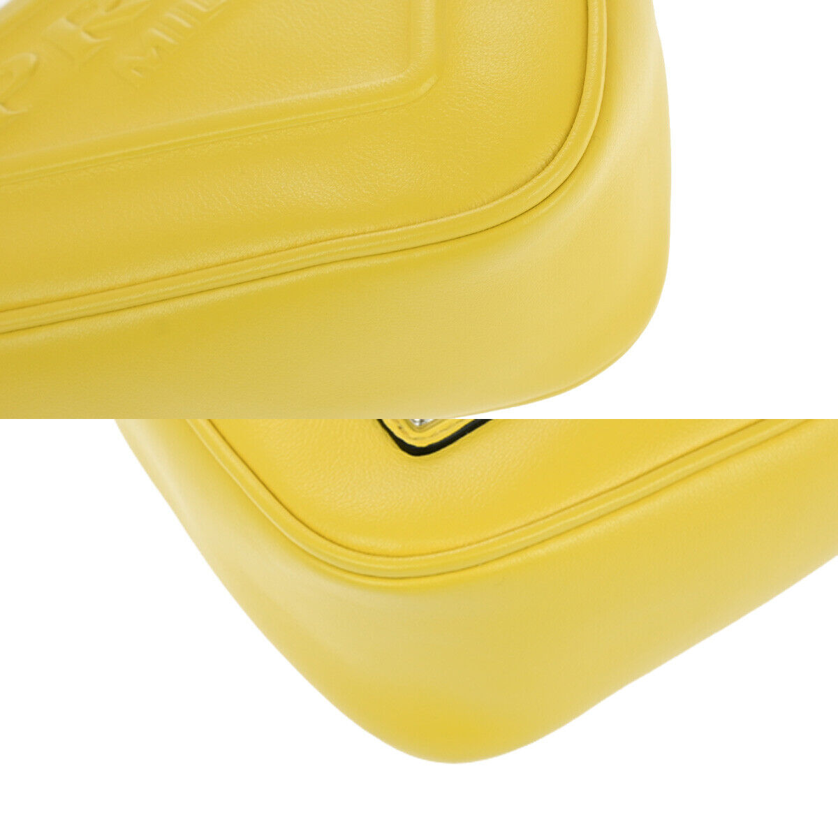 PRADA Logo Triangle Clutch Hand Bag Grace Lux Leather Yellow Sole SHW 43RK741