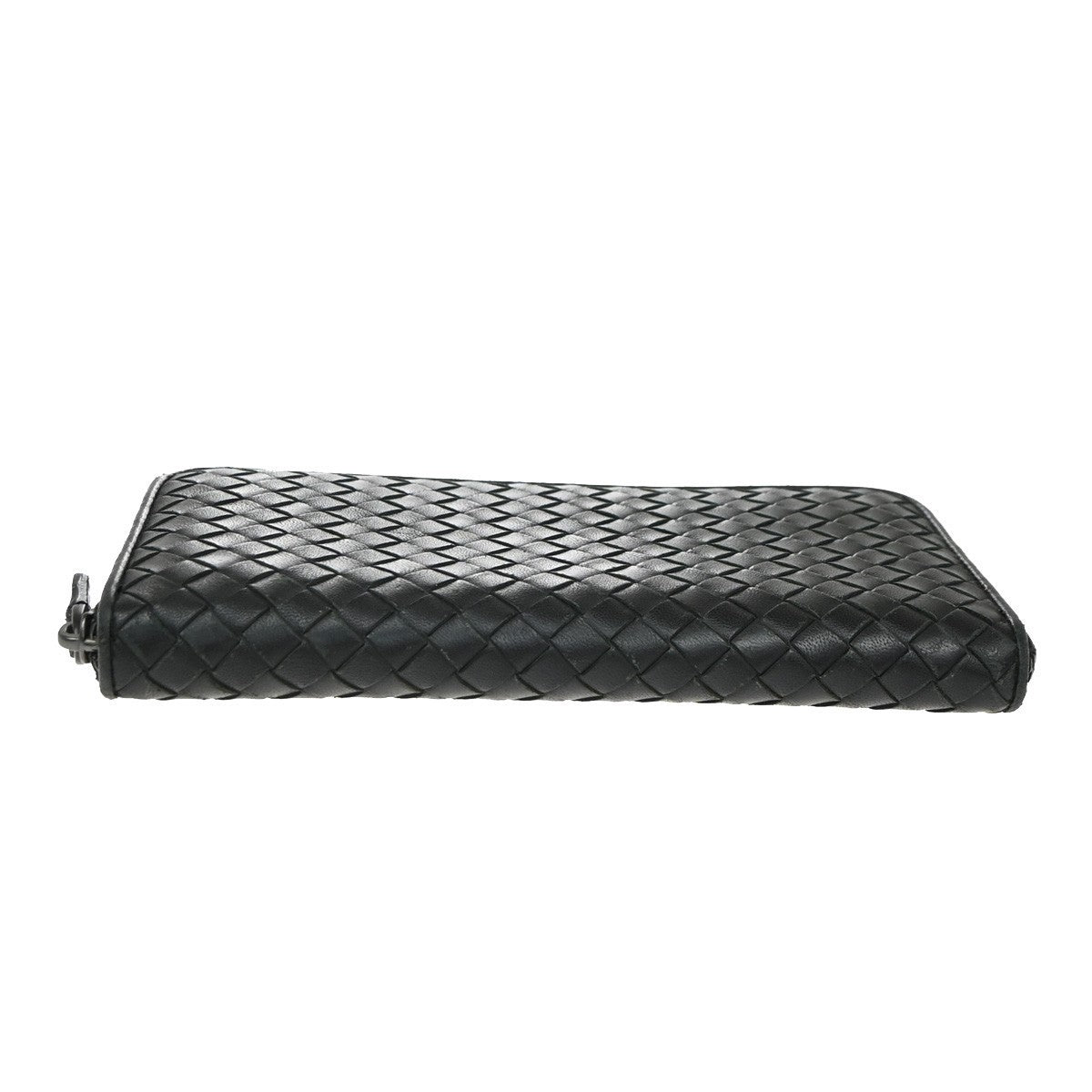 BOTTEGA VENETA Intrecciato Zipper Around Long Wallet Leather Black Italy 65KP223
