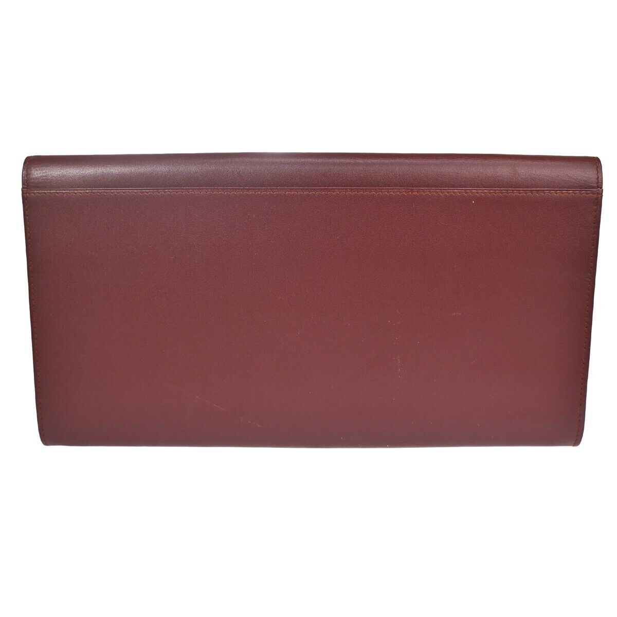 MUST DE CARTIER 2C Logo Wallet Clutch Hand Bag Leather Bordeaux Gold 07EA095