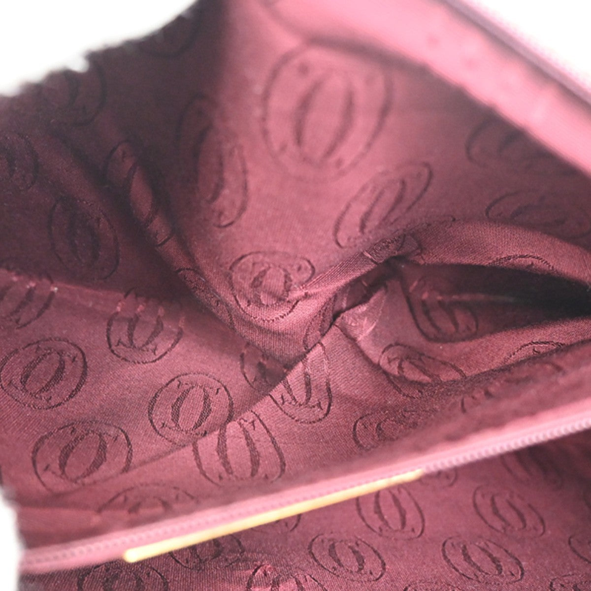 MUST DE CARTIER 2C Logo Clutch Hand Bag Leather Red GHW Italy 09KB640