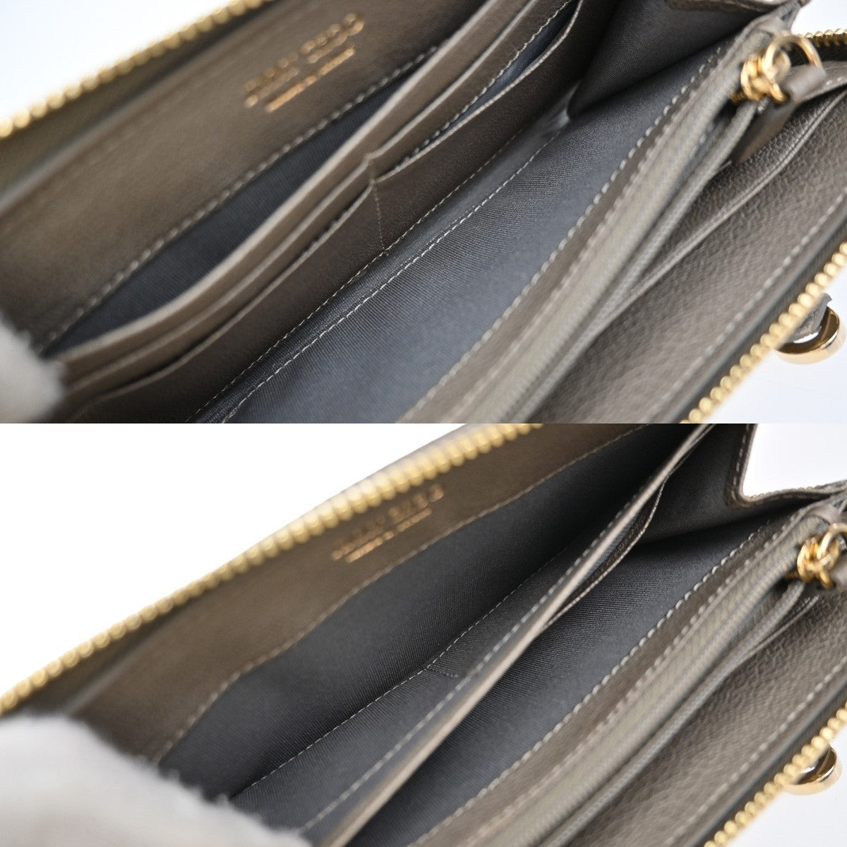 JIMMY CHOO Star Studs Zipper Long Wallet Leather Brown Gold Italy 64KP311