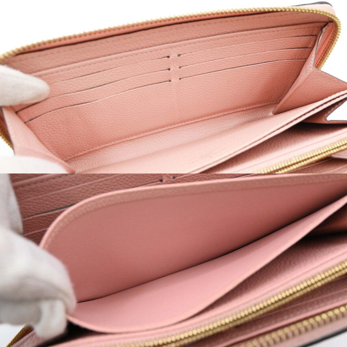 LOUIS VUITTON Zippy Wallet Long Monogram Empreinte Leather Rose M64090 89YE527