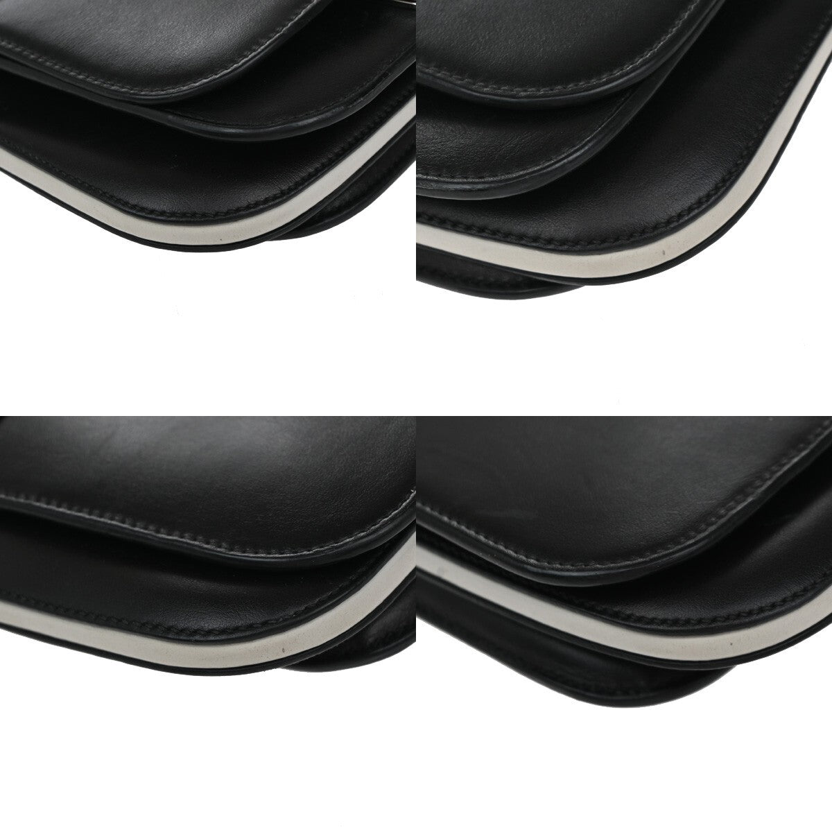 PRADA Logo Shoulder Hand Bag Leather Black SHW Italy 74RF249