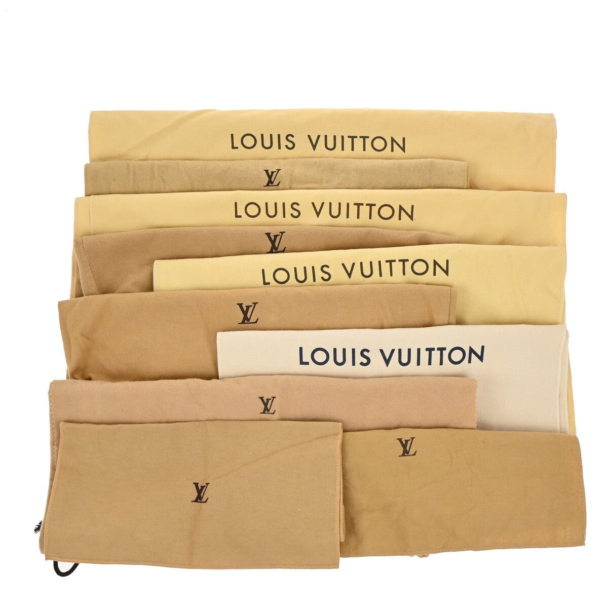 LOUIS VUITTON Logo 10 Set Dust Bag Drawstring Canvas Cotton Beige Brown 09EE137