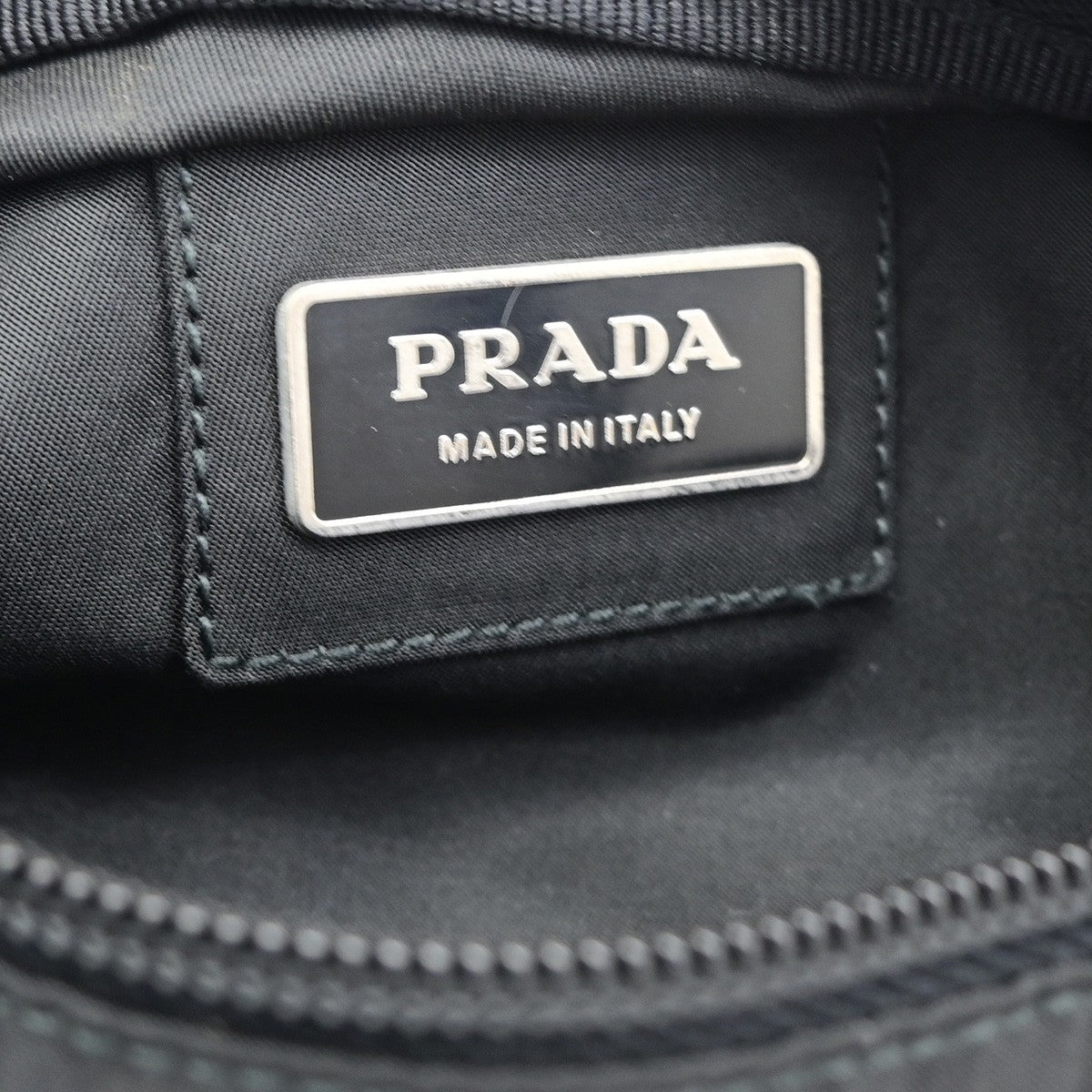 PRADA MILANO Logo Tessuto Bum Bag Nylon Canvas Black SHW Italy 82CB051