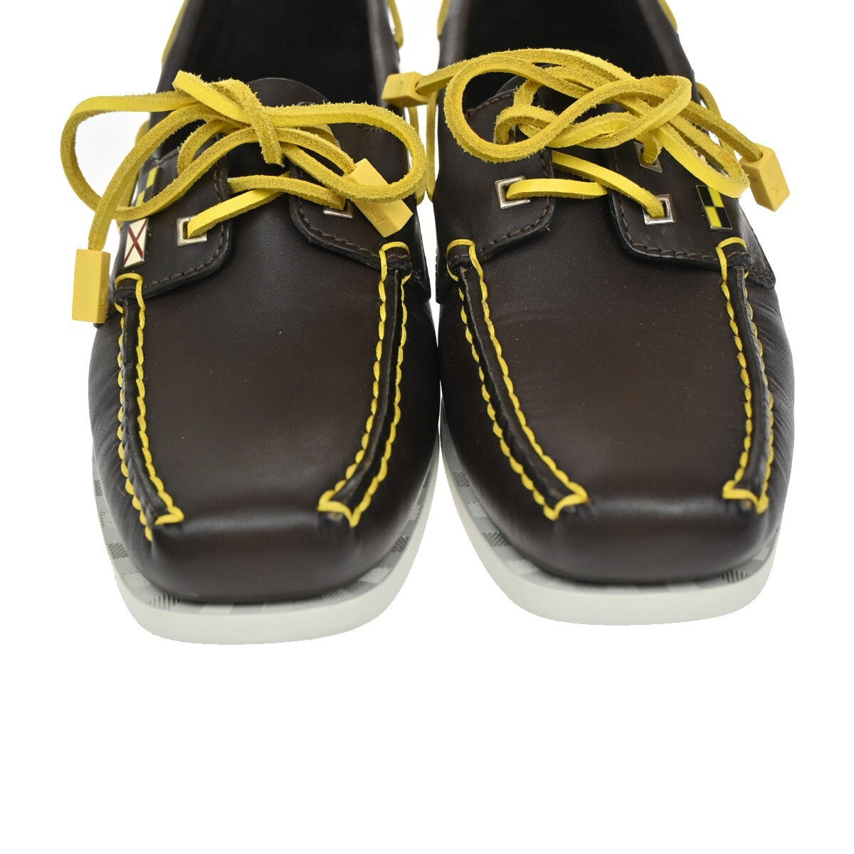LOUIS VUITTON Logo Vuitton Cup Shoes Size 37  Leather Brown Yellow 88EE321