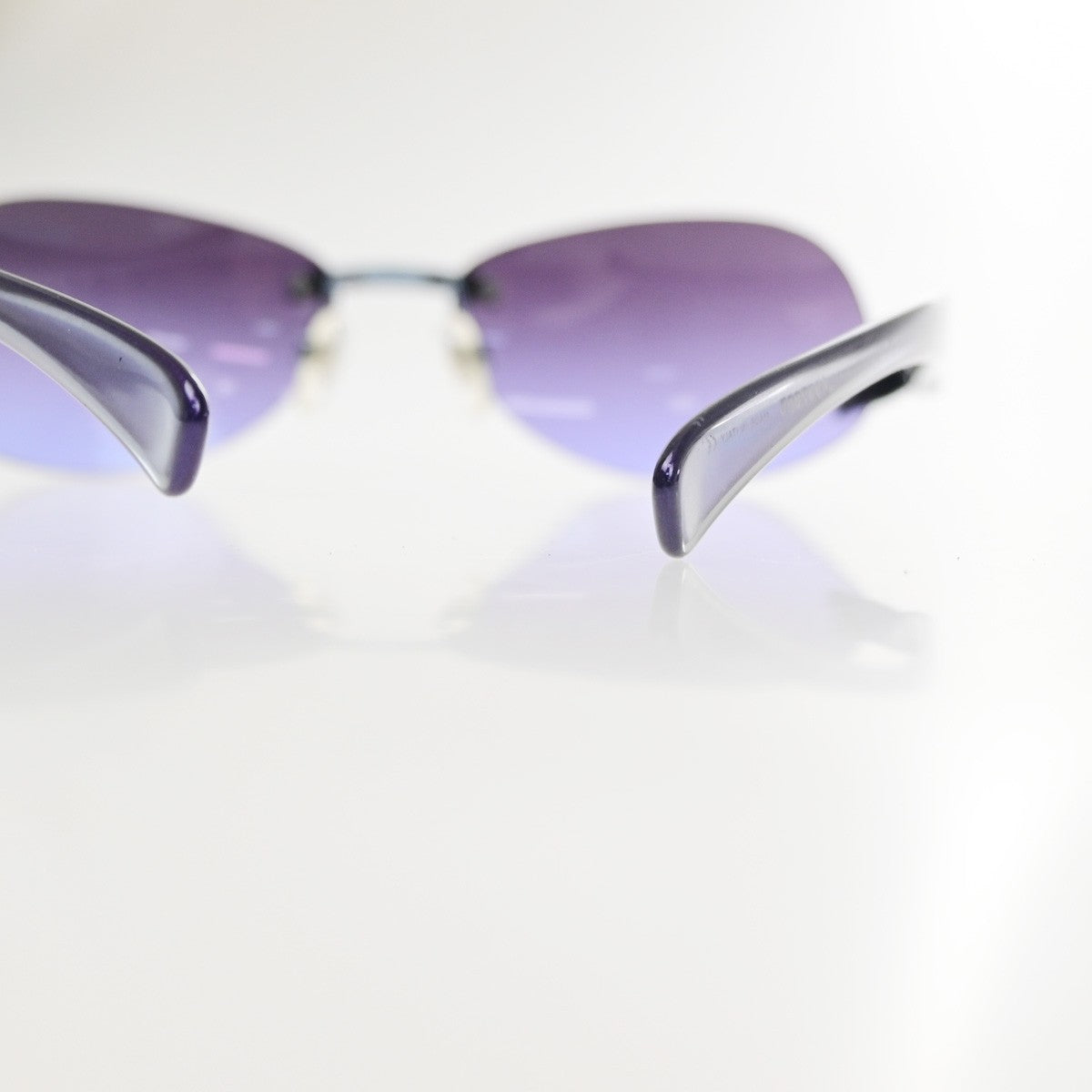 CHANEL CC Logo Rimless Sunglasses Eye Wear Plastic Metal Purple 05RQ087