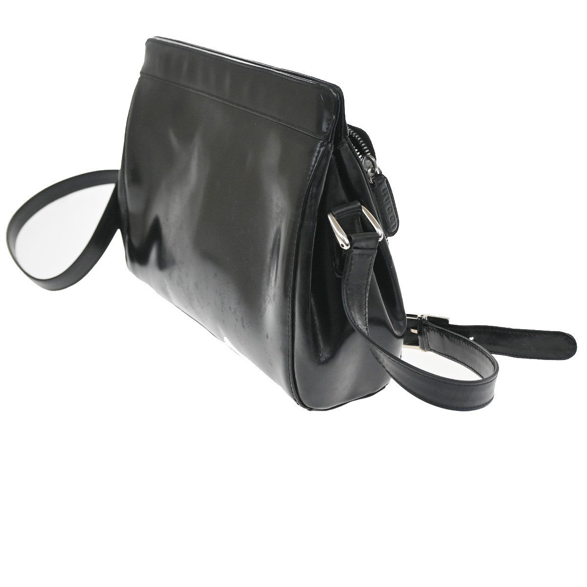 GUCCI Logo Crossbody Shoulder Hand Bag Leather Black SHW Italy 09CB018