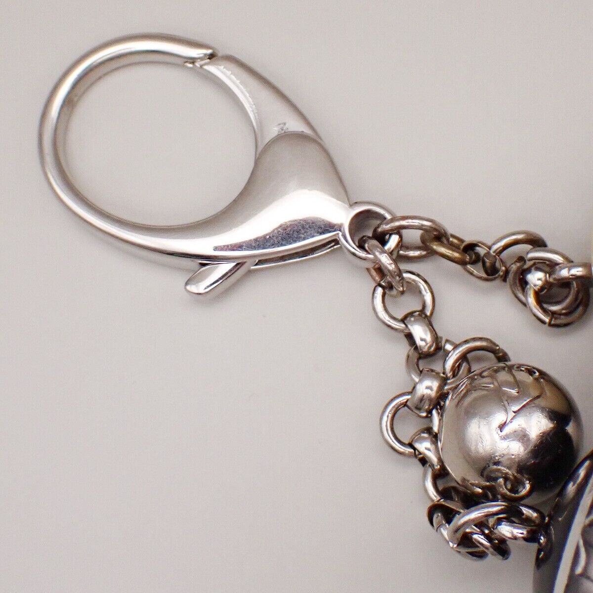 LOUIS VUITTON Logo Bijoux Sac Mini Lin Bag Charm Silver Black M65701 61YG571