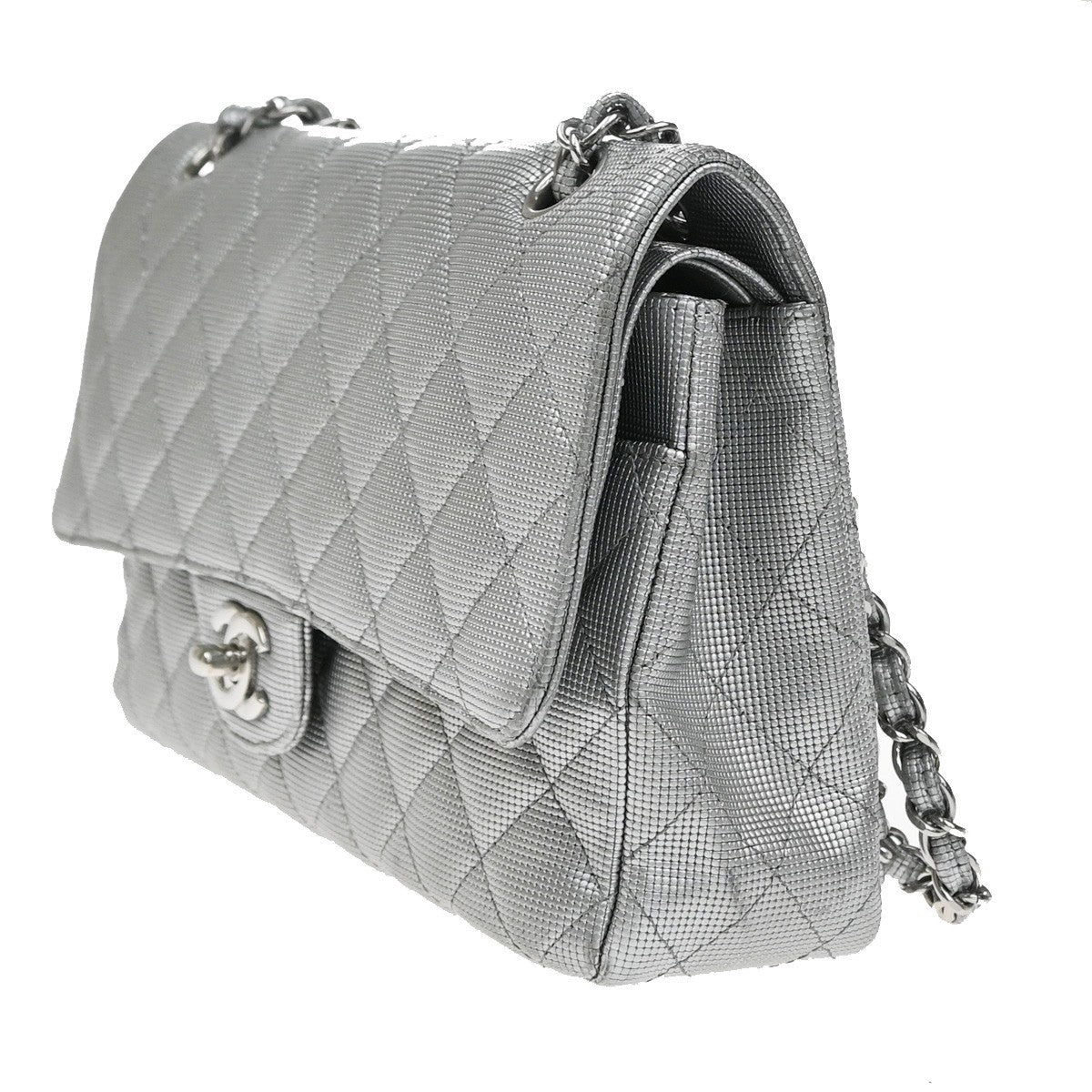 CHANEL CC Matelasse 25 Double Flap Chain Shoulder Bag Pixel Leather SR 125RQ055