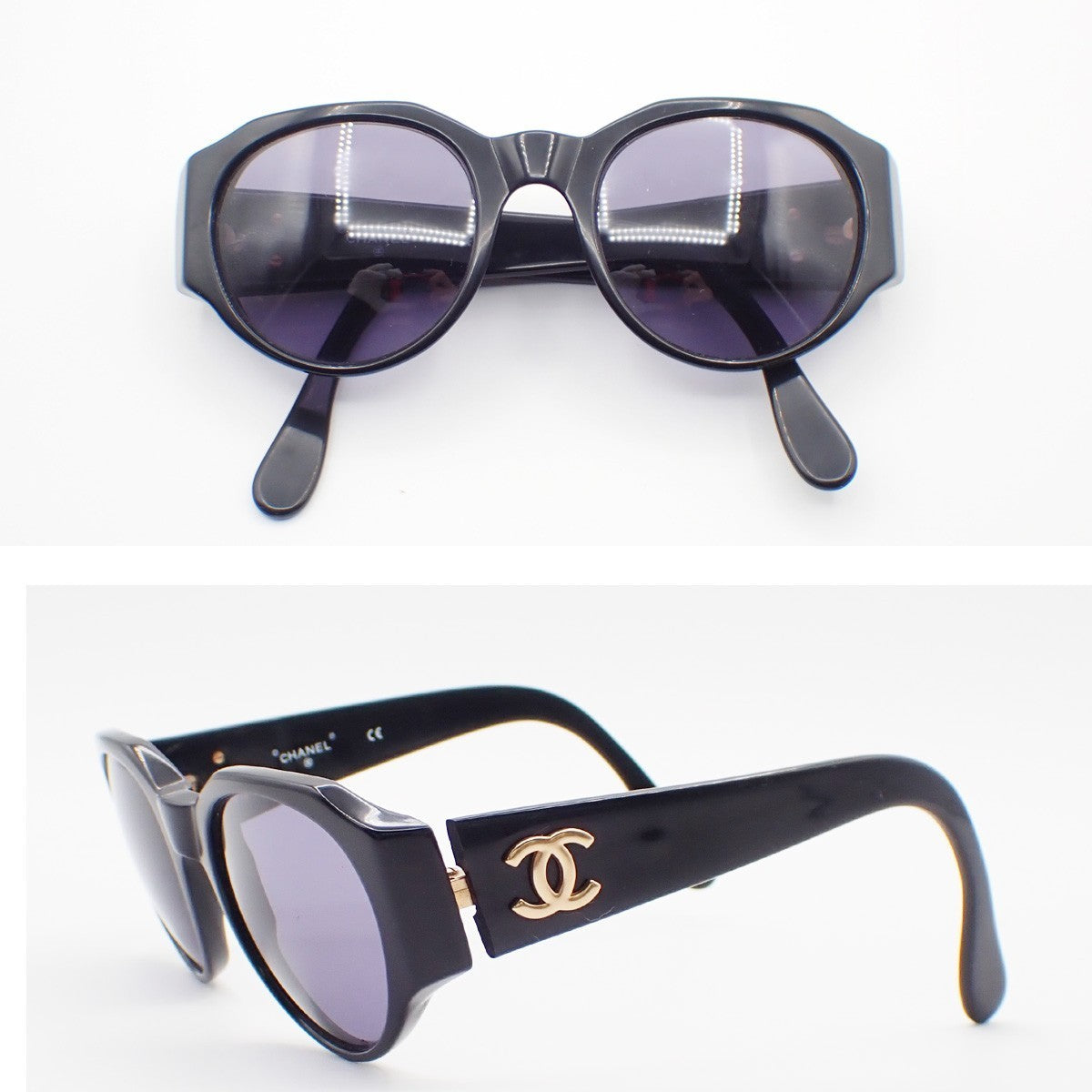 CHANEL CC Logo Sunglasses Eye Wear Plastic Black GHW 04151 Italy 62RL561