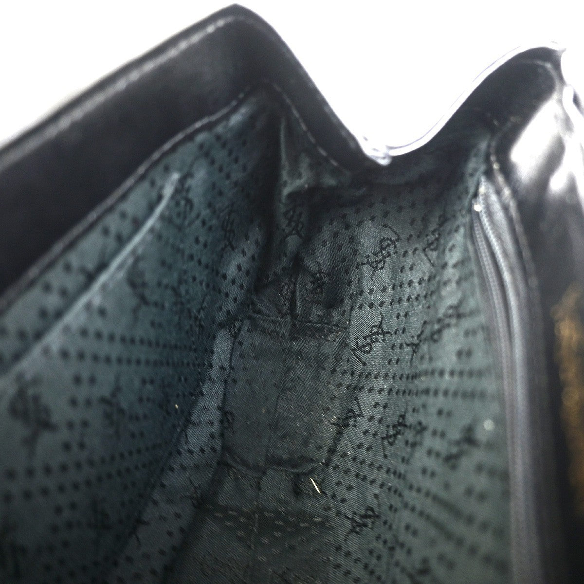 YVES SAINT LAURENT Logo Shoulder Bag Embossing Leather Black GHW 63KD155