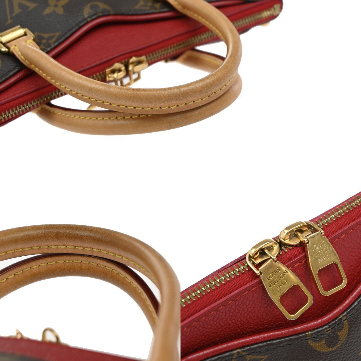 LOUIS VUITTON Pallas BB 2Way Hand Bag Monogram Leather Brown Red M41241 681EE132