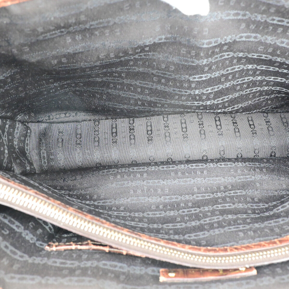 CELINE Logo Boogie Hand Bag Canvas Embossing Leather Charm Brown GHW 60YF122
