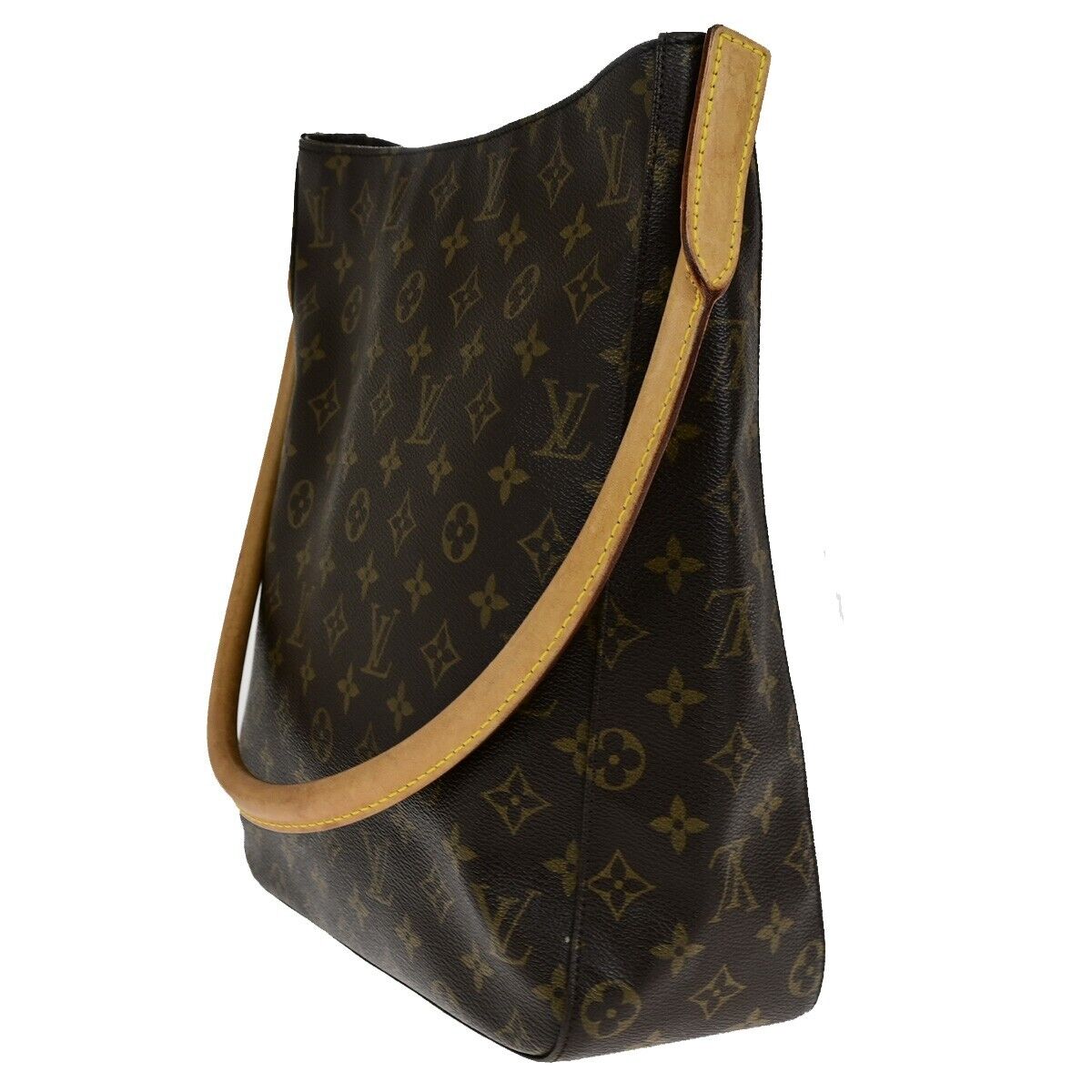 LOUIS VUITTON Logo Looping GM Shoulder Bag Monogram Leather Brown M51145 84ED412