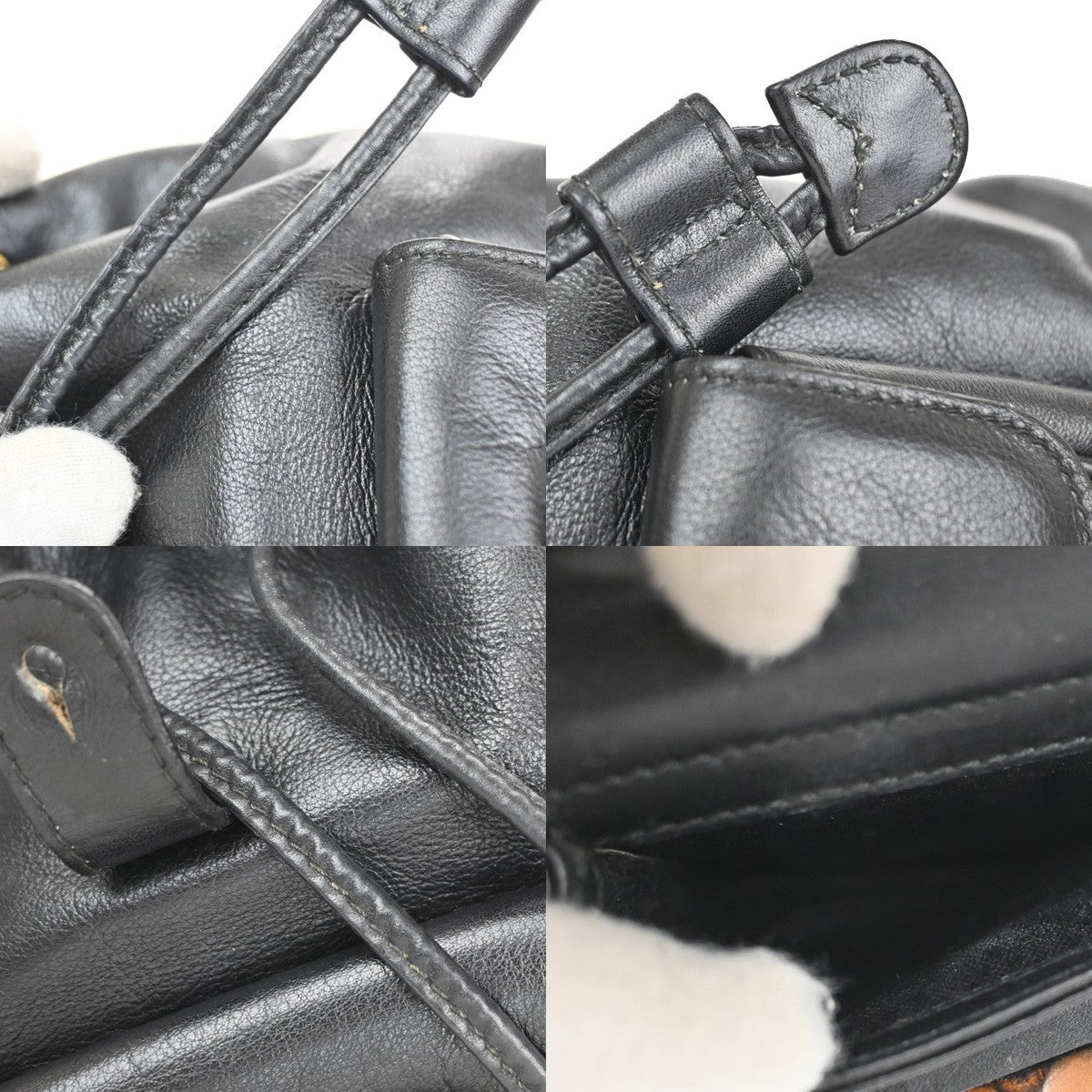 GUCCI Logo Bamboo Drawstring Backpack Bag Leather Black GHW Italy 38CA875