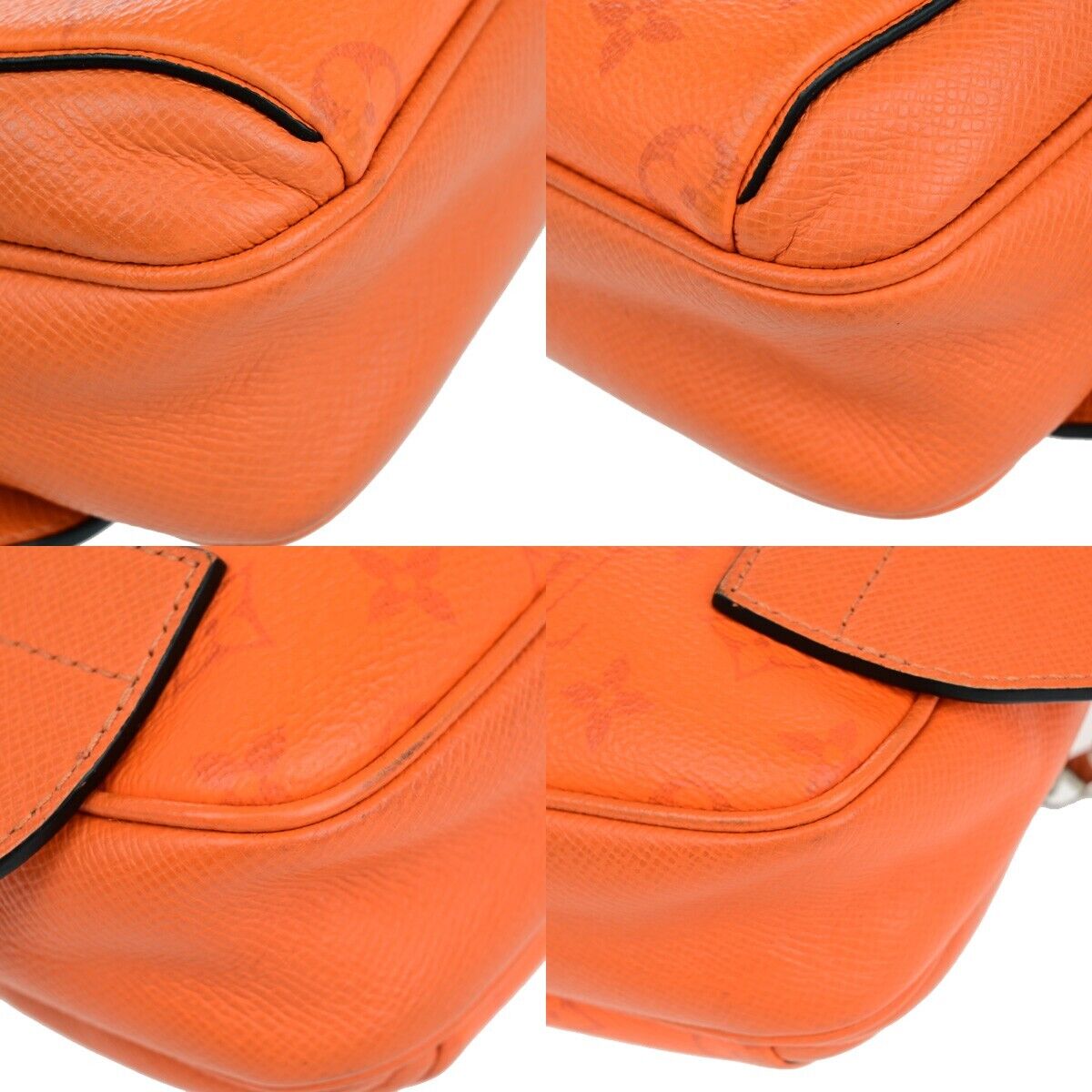 LOUIS VUITTON LV Logo Body Belt Bum Bag Taigarama Leather Orange M30430 44EC336