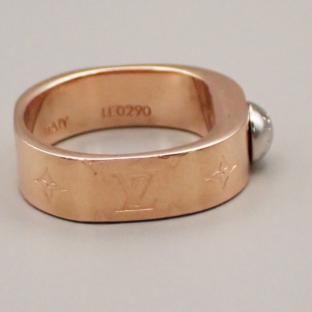 LOUIS VUITTON Nanogram Ring Size S Gold Silver M00213 Italy Accessory 30RF611