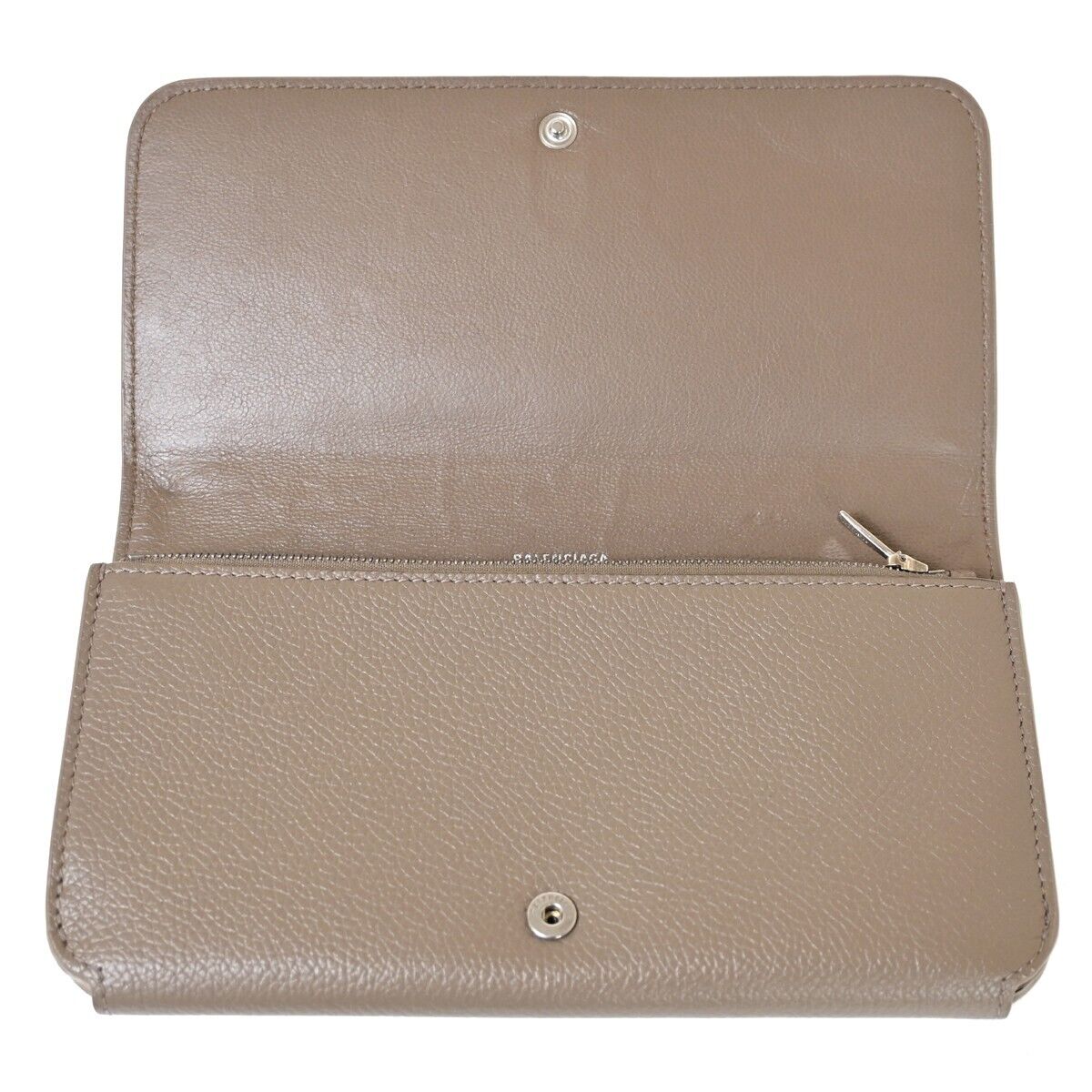 BALENCIAGA Long Bifold Cash Slim Money Wallet Purse Leather Beige Italy 30HB224