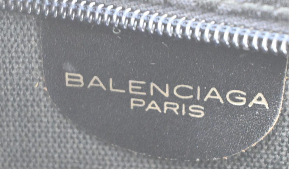 BALENCIAGA BB Logo Clutch Hand Bag Canvas Leather Black Gold Italy 07TA425