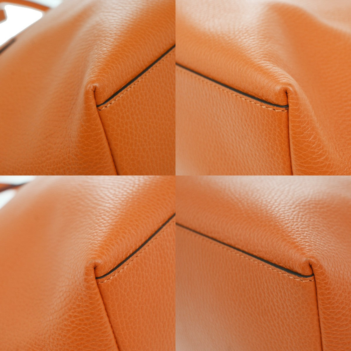 GUCCI Logo Interlocking GG Charm 2Way Shoulder Hand Bag Leather Orange 90KP030