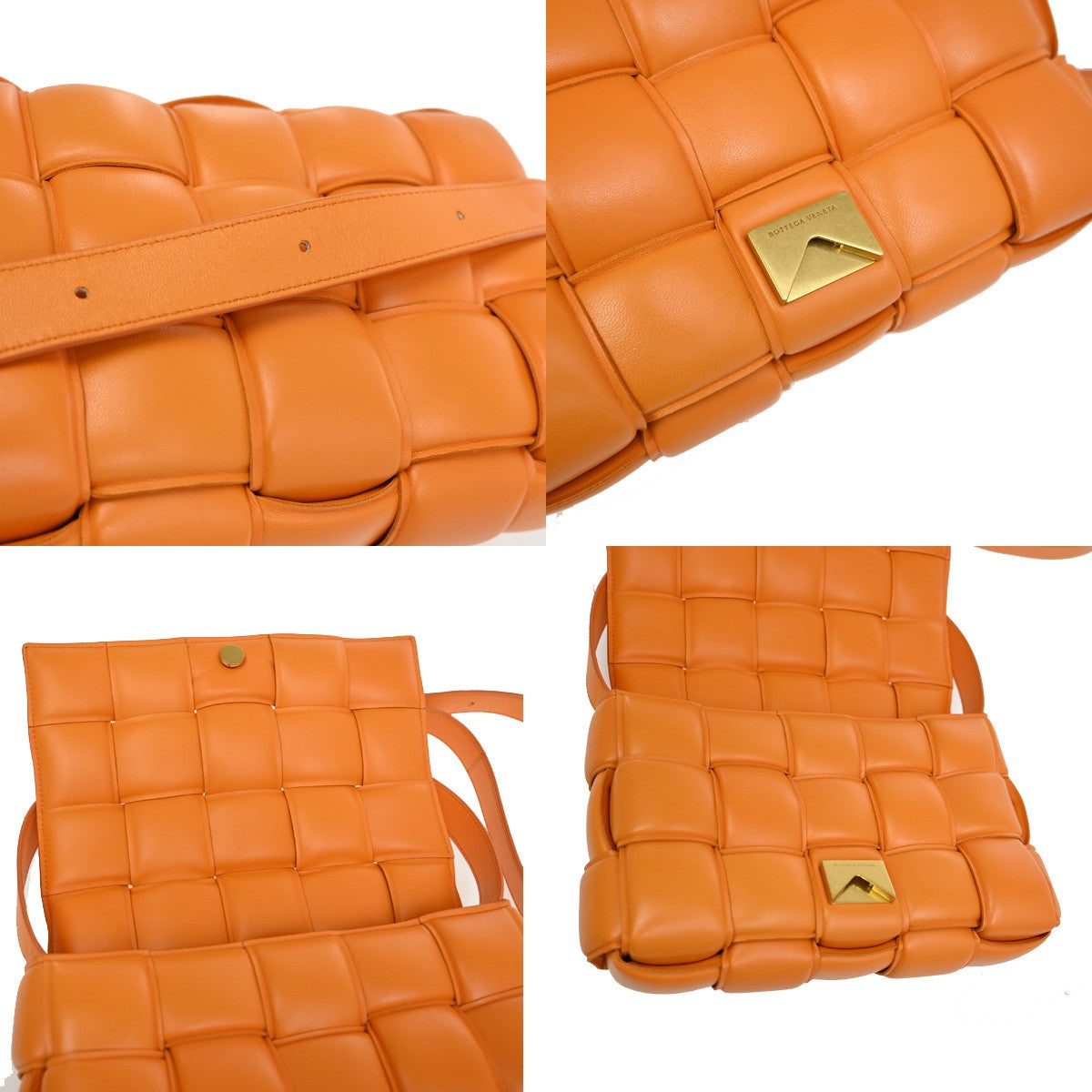 BOTTEGA VENETA Maxy Intrecciato Cassette Shoulder Bag Leather Orange 40RL267