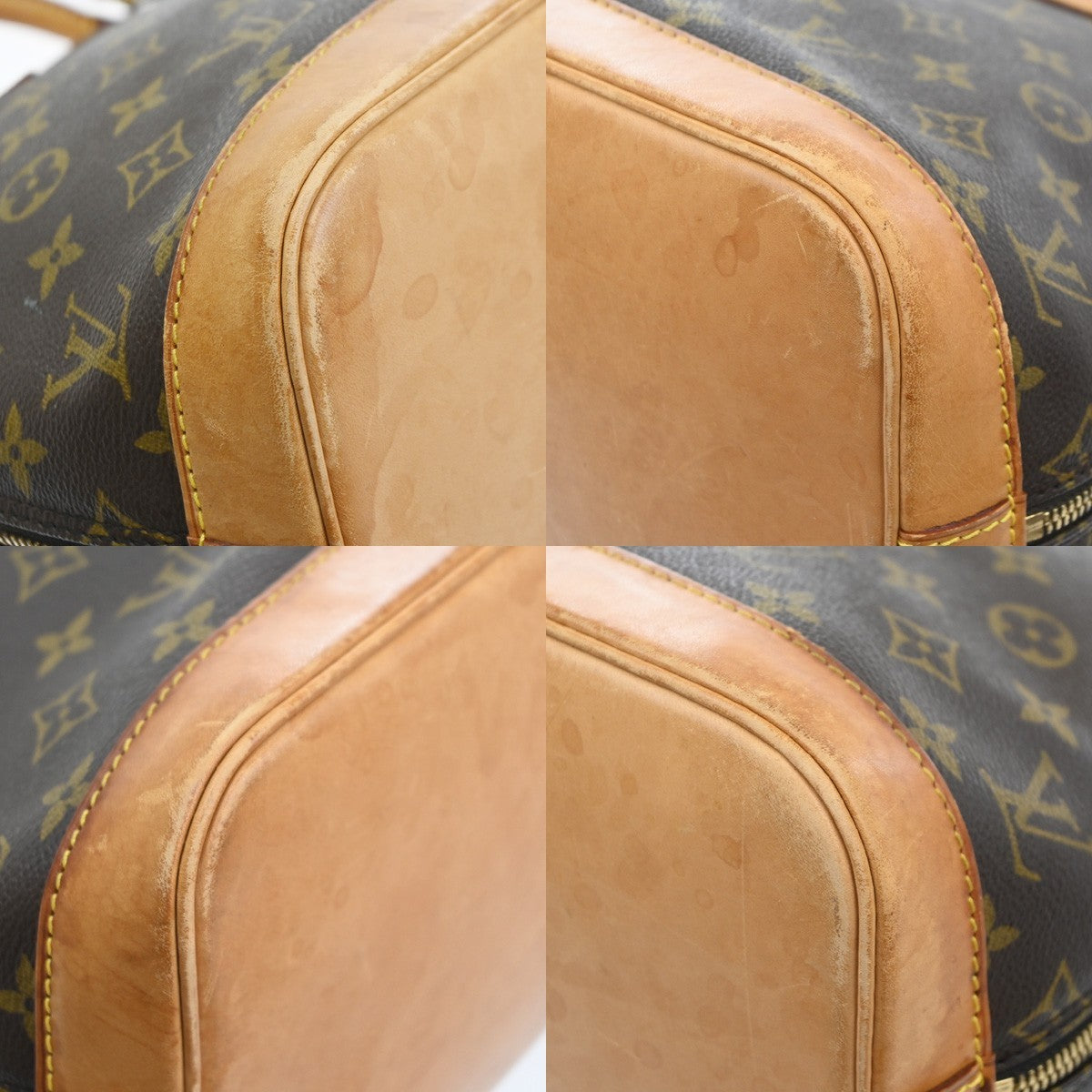 LOUIS VUITTON LV Logo Alma Hand Bag Monogram Leather Brown France M51130 82SA136
