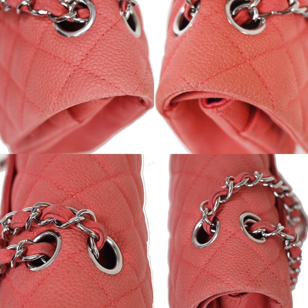 CHANEL CC Matelasse 25 Double Flap Chain Shoulder Bag Caviar Leather PK 227RH636