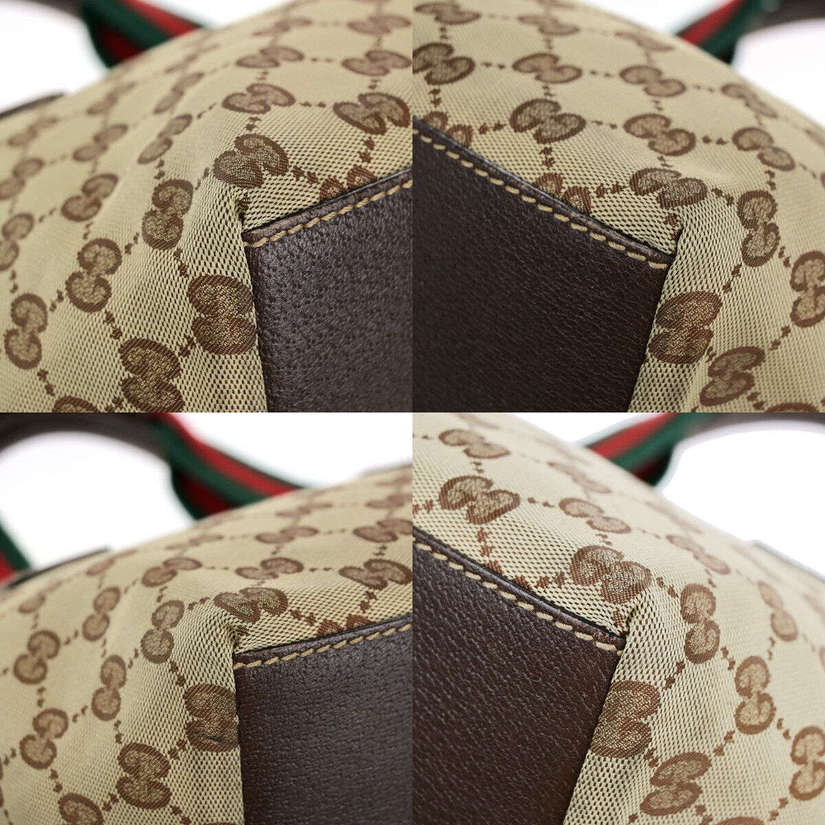 GUCCI Logo Sherry GG Pattern Hand Bag Canvas Leather Brown Italy 30YF012