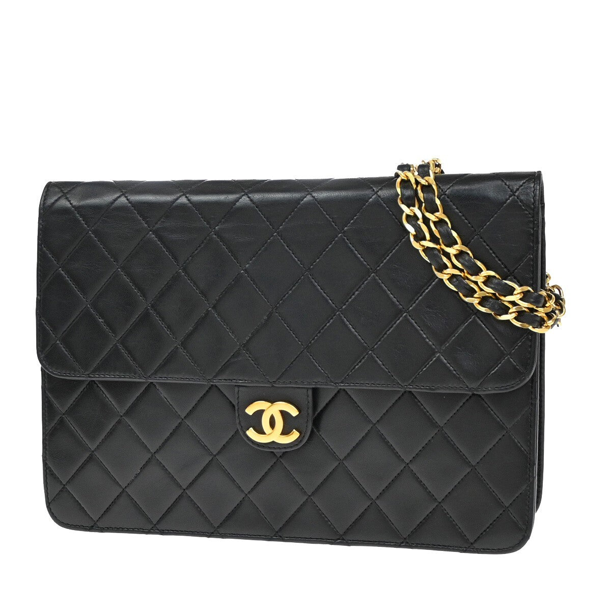 CHANEL CC Logo Matelasse 25 Chain Shoulder Bag Leather Black GHW 675RF301
