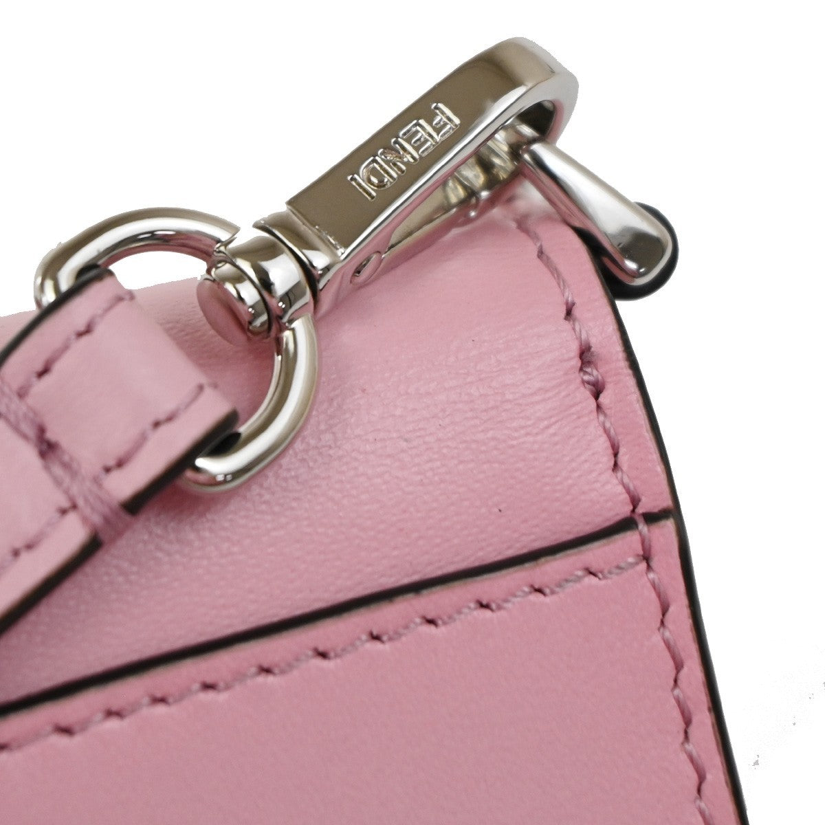 FENDI Logo Micro Baguette Crossbody Shoulder Hand Bag Leather Pink SHW 76YJ049