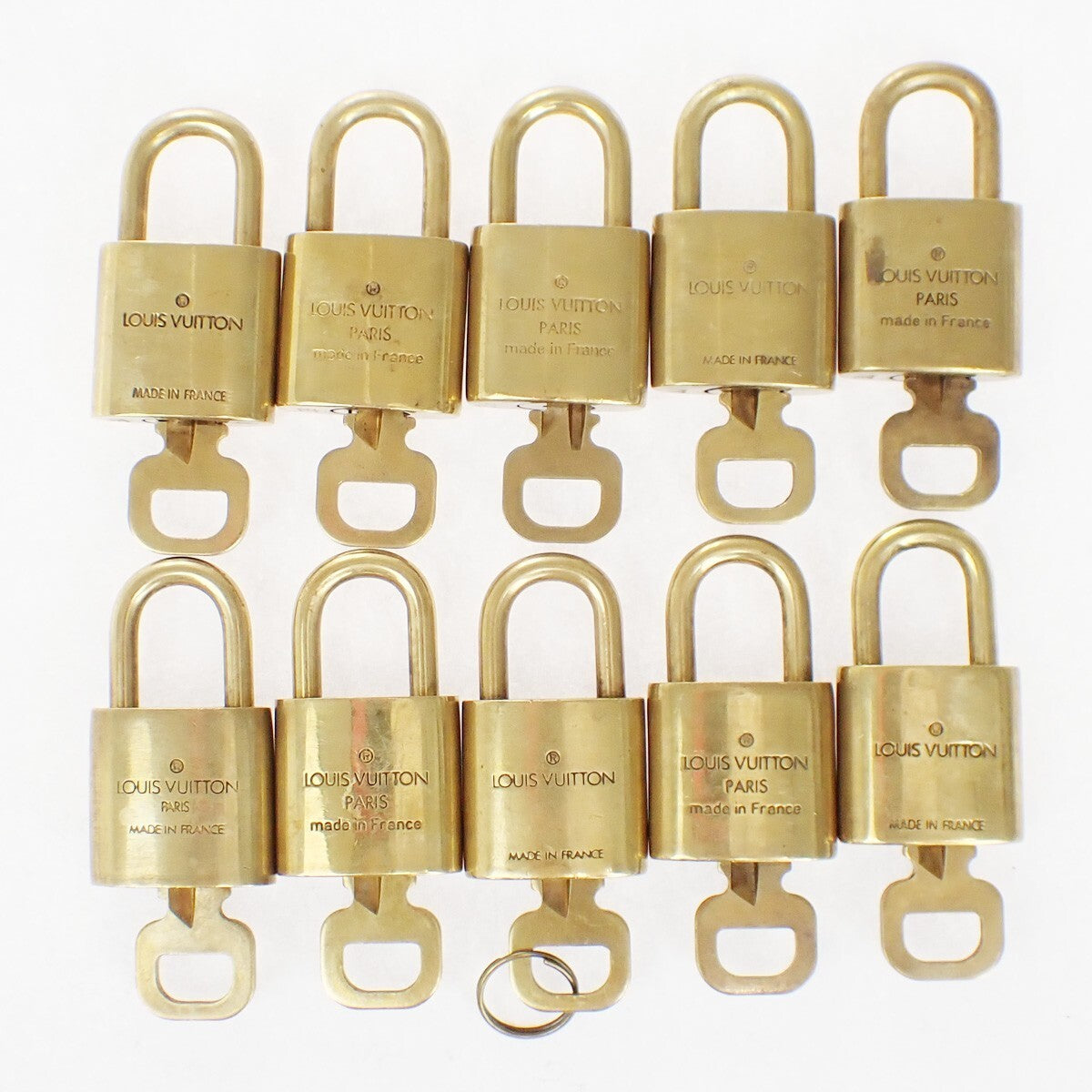 LOUIS VUITTON LV 10 SET PADLOCK KEY BAG CHARM CADENA GOLD PLATED FRANCE 37YG108