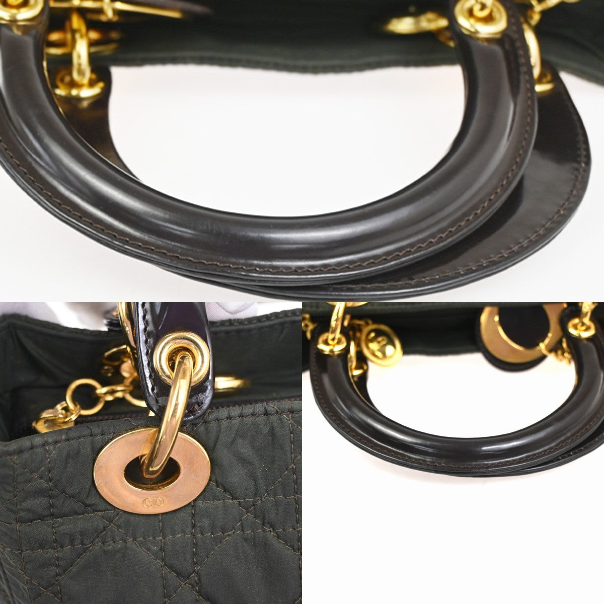 CHRISTIAN DIOR Lady 2Way Shoulder Hand Bag Nylon Patent Leather KI GHW 72YH877