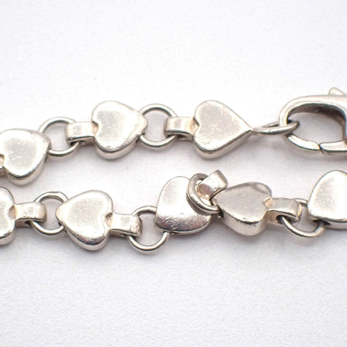 Tiffany & Co. Logo Puff Heart Link Charm Bracelet Silver 925 62RL625