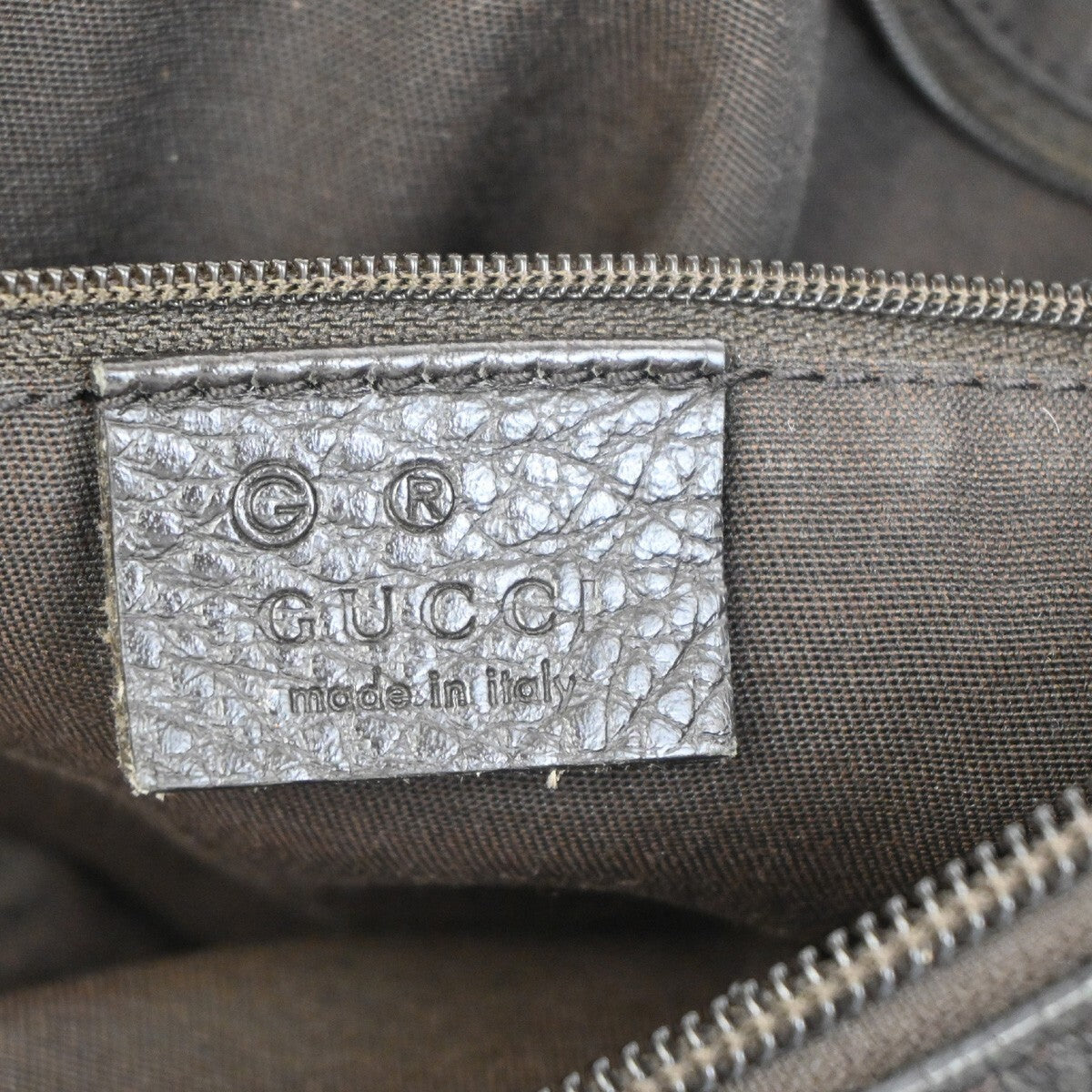 GUCCI Logo GG pattern Shoulder Bag Nylon Leather Brown Silver Italy 88EE172