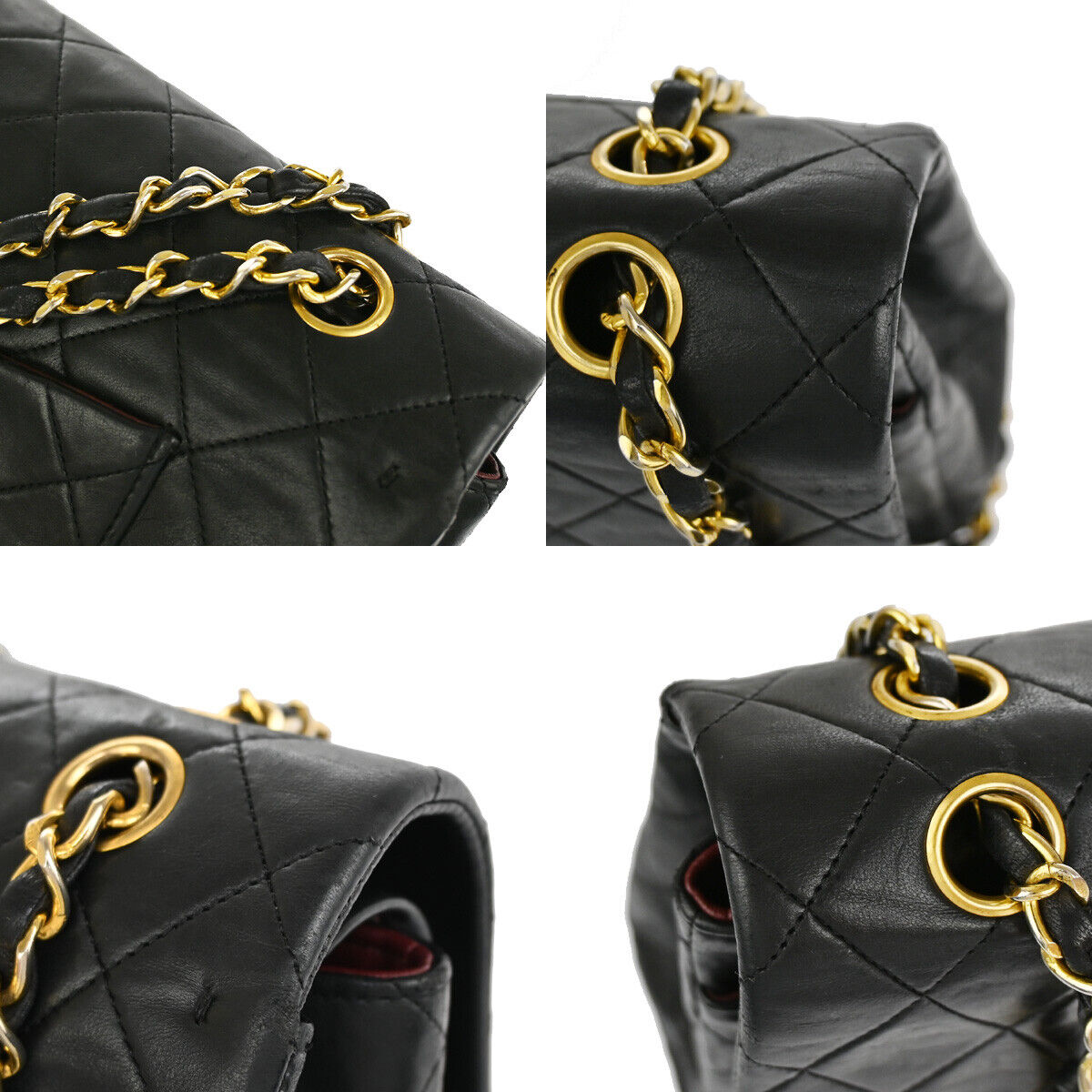 CHANEL CC Matelasse 25 Double Flap Chain Shoulder Bag Leather Black GHW 373RJ561