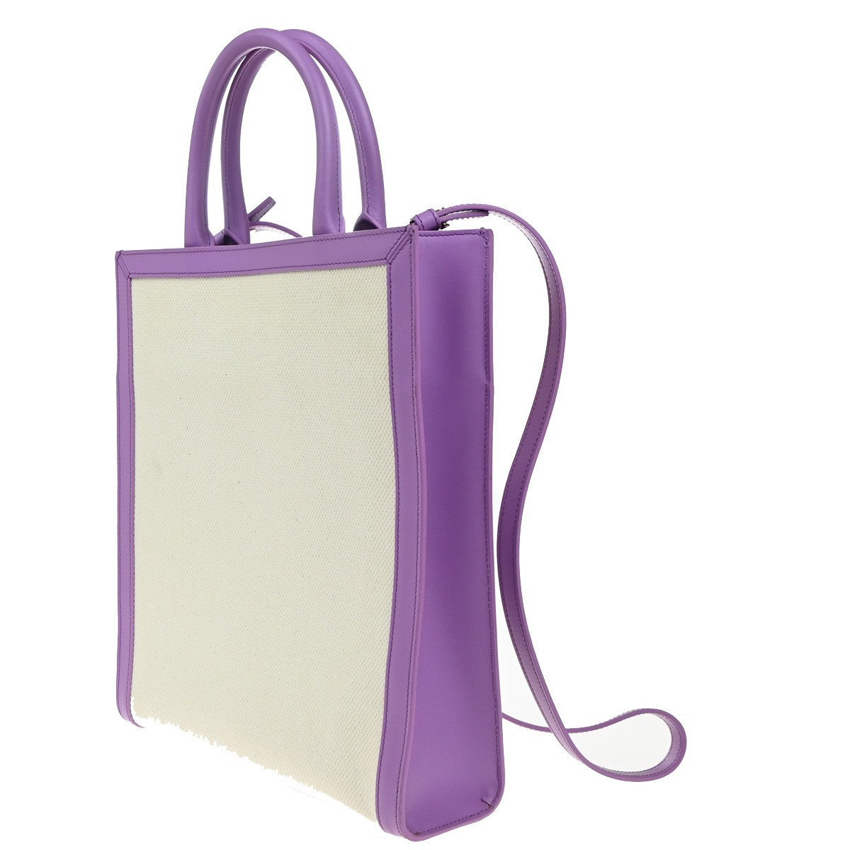 CELINE Vertical Cabas 2Way Shoulder Hand Tote Bag Canvas Leather Purple 21EG332