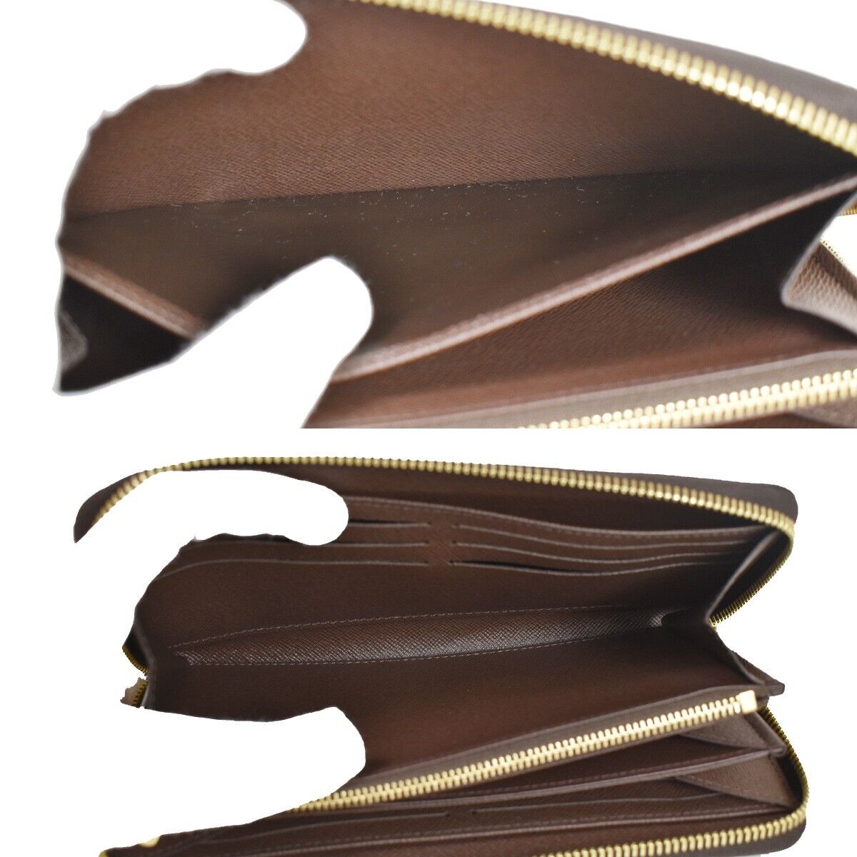 LOUIS VUITTON Zippy Wallet Long Bifold Purse Damier Leather Brown N60015 58RH687