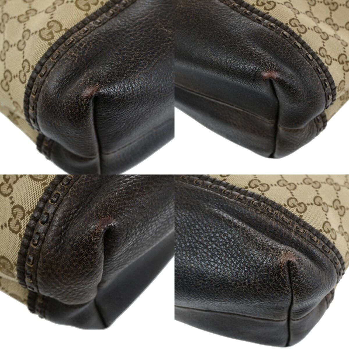 GUCCI Logo GG Laidback Crafty Shoulder Tote Bag Canvas Leather Brown 35FB230
